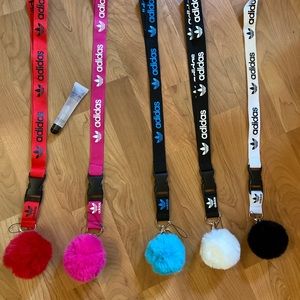lanyard  POM POM & lipgloss set keychain holder
